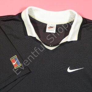 Vintage Nike Challenge Court Jim Courier Custom Polo Shirt Mens XL Black Tennis